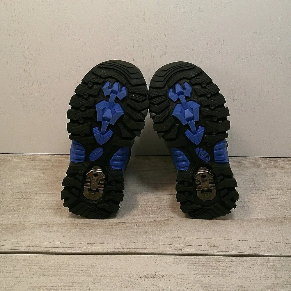 Vitike Kids Hiking Winter Snow Boots Blue Black Camo Waterproof Cleats Size 10.5